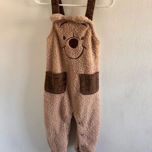 Disney Winnie the Pooh Sherpa One-Piece Overalls in Beige and Brown
